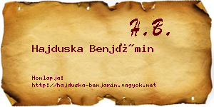Hajduska Benjámin névjegykártya